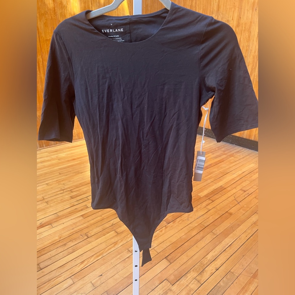 Everlane Black Short Sleeve Fitted Bodysuit